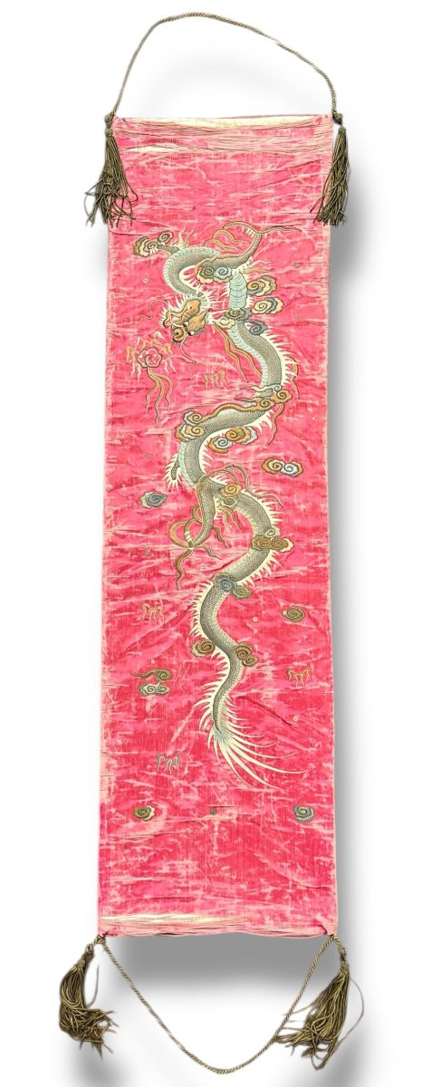 Coppia di Pannelli in Seta con Temi Orientaleggianti - Cina XIX Secolo-photo-1
